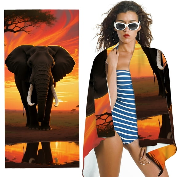RKSupls A Elephant Oversized Microfiber Beach Towel - Machine Washable Ultra-Soft Microfiber, for Bathroom, beach, Soft Super Absorbent- 30x60 in