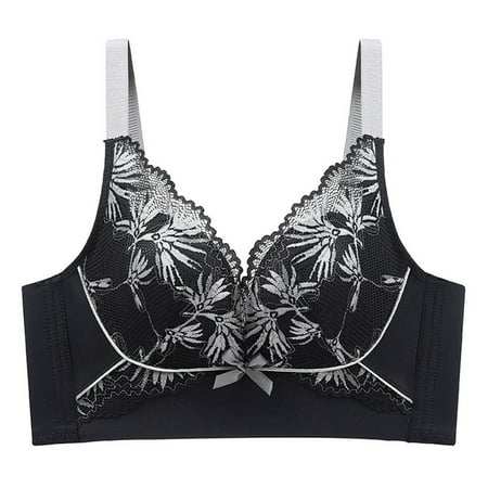 Siilsaa Sexy Lingerie for Women Minimizer Bras for Women Full Coverage  Unlined Lace Sexy Plus Size Underwire Bra for Large Black 36/80