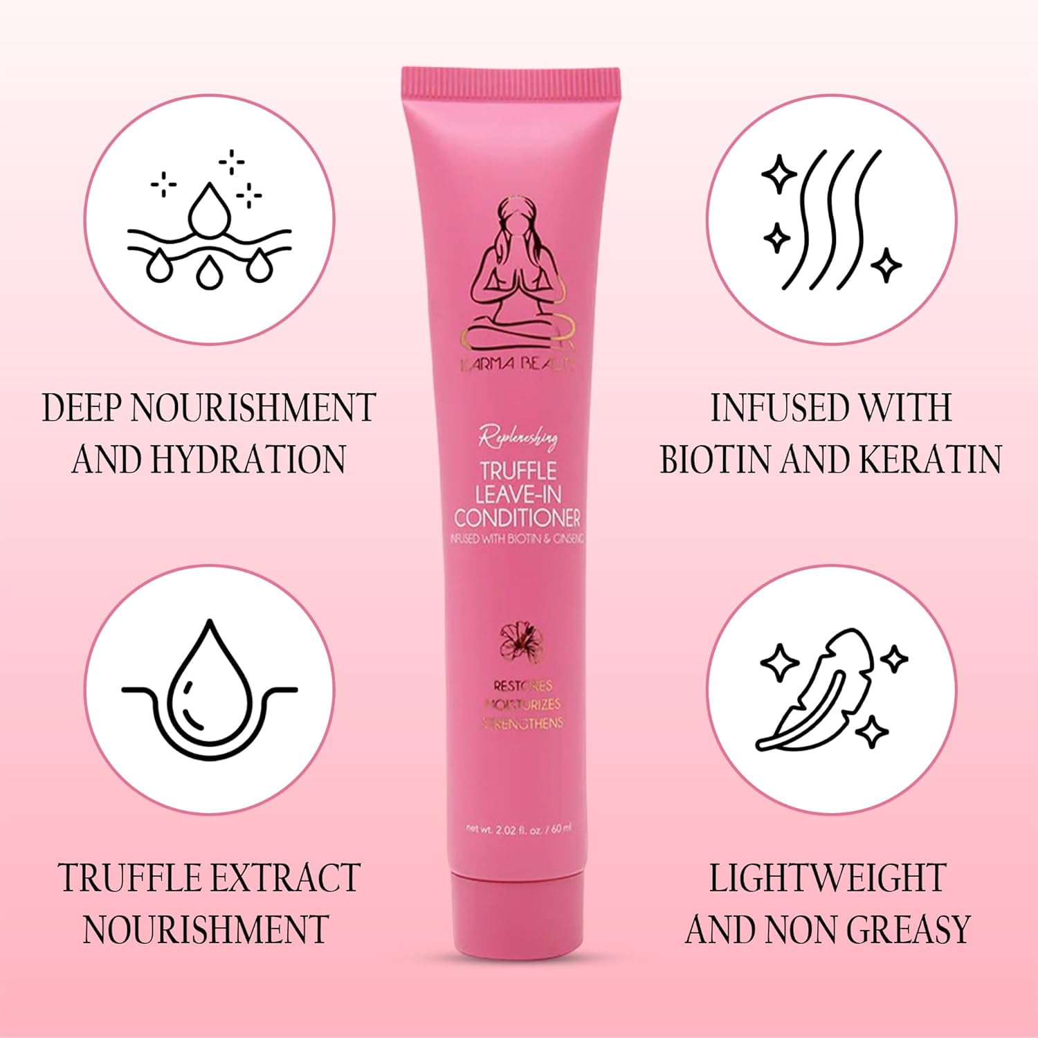 Karma Beauty Replenishing Truffle Leave In Conditioner with Biotin & Keratin | Deep Hydrating Hair Conditioner for Women | Moisturizing Leave In Conditioner for Curly, Wavy, Fine and Frizzy Hair