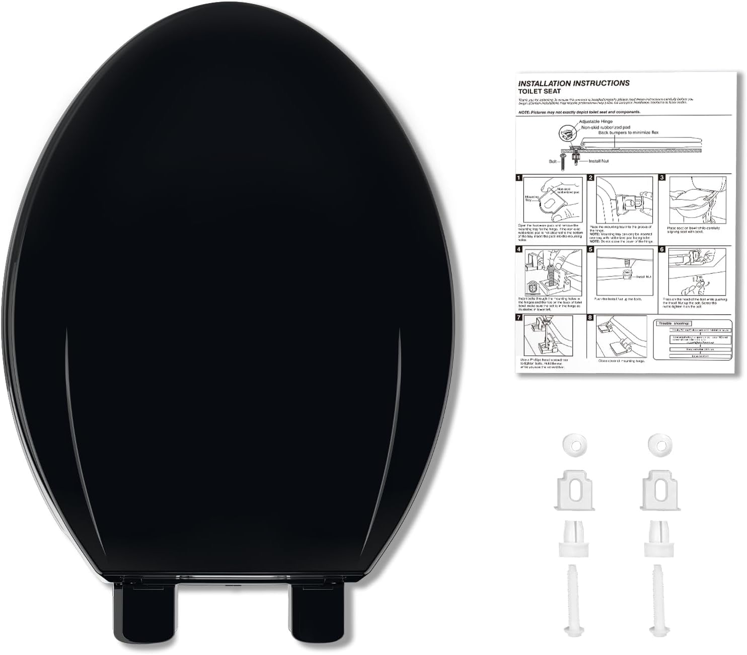Toilet Seat Elongated,Toilet Seat with Toddler Seat Built in, Potty Training Toilet Seat Elongated Fits Both Adult and Child, with Soft Close, Easy Install and Clean - Elongated Black