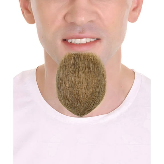 HPO Adult Men's Goatee Synthetic Fiber with Human Hair Blend Beard Mixed Grey Brown Color