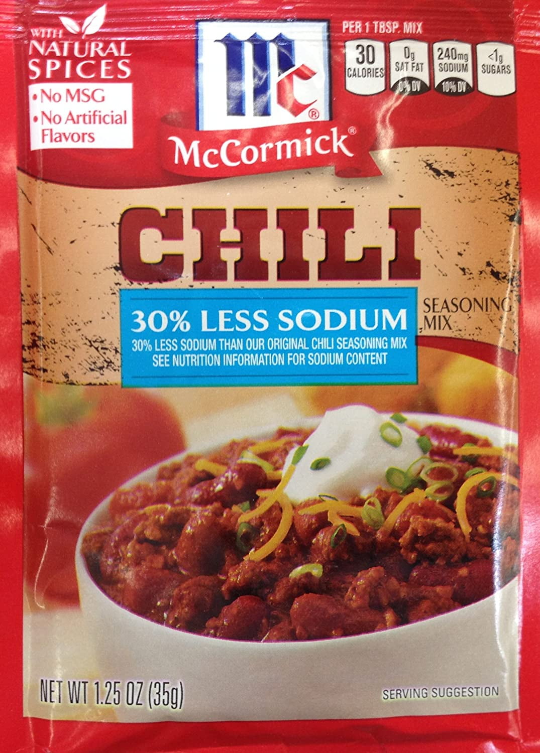 Mccormick Chili Seasoning Mix, 30 Less Sodium, 1.25Oz (5 Packets