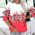thumbnail image 1 of Meichang Chandails en Molleton pour Femmes Manches Longues Col Rond Coupe Ample Pull Tunique Graphique Florale Mode Chandails en Molleton à Blocs de Couleur avec Poche, 1 of 5