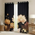 thumbnail image 2 of Erosebridal Chic Lotus Flower Blackout Curtains for Women Floral Curtains, Black and Gold Curtains & Drapes White Flower Leaves Living Room Curtains, Botanical Plants Window Curtains, 2 of 6