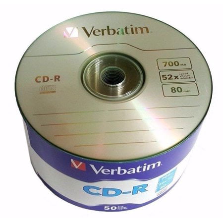 50 Pack Verbatim Blank CD-R CDR Logo Branded 52X 700MB 80min Recordable Media