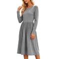 thumbnail image 2 of Livrdious Fall Dresses for Women Long Sleeve A Line Striped Dress Womens Casual Midi Flowy Dresses, 2 of 6