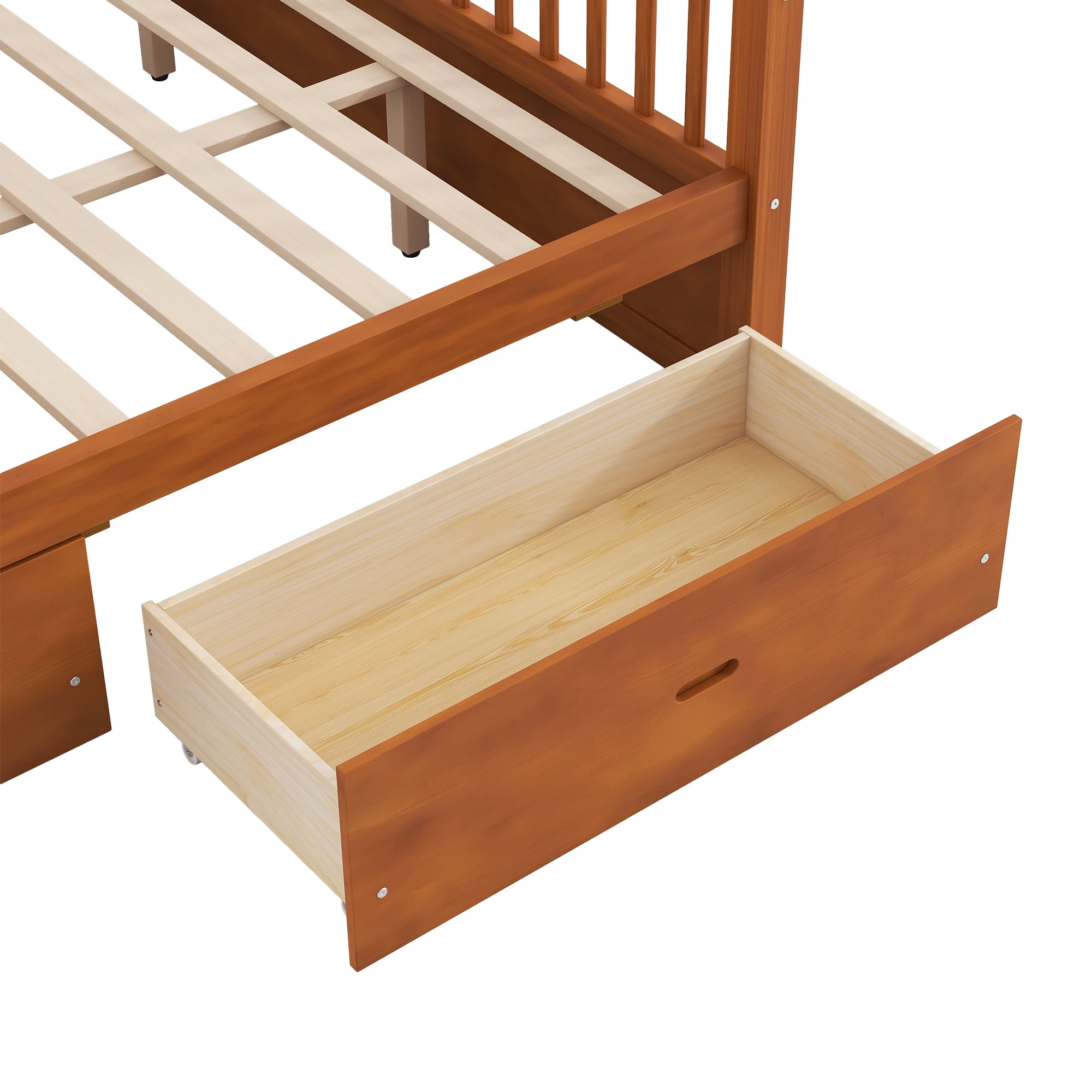 Euroco Wood King Size Canopy Bed with Drawers, Walnut