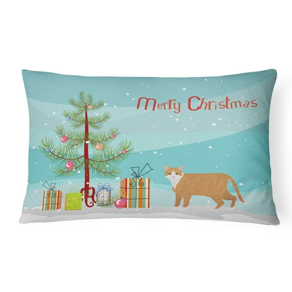 Carolines Treasures CK4617PW1216 European Shorthair 1 Cat Merry Christmas Canvas Fabric Decorative Pillow, 12H x16W,
