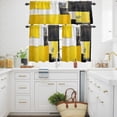 Abstract Color Stitching Kitchen Curtains Valance and Tier Set Yellow — free download
