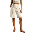 thumbnail image 2 of Shorts for Women High Waist Solid Wide Leg Shorts Drawstring Pocket Casual Womens Shorts Beige L, 2 of 4