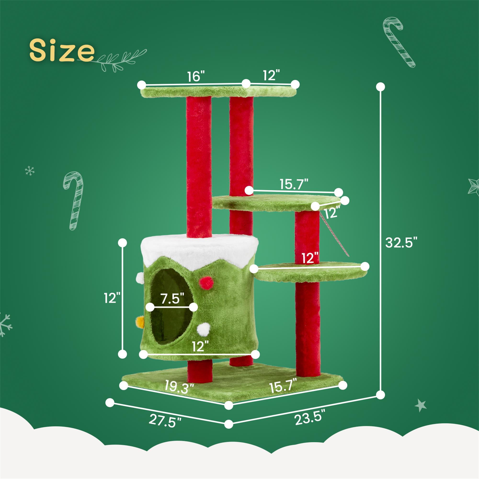 Kadyn 32" Cat Tree, Cat Tower with Sisal-Covered Scratching Post, Cat Condo, for Small Spaces, Kittens, Green