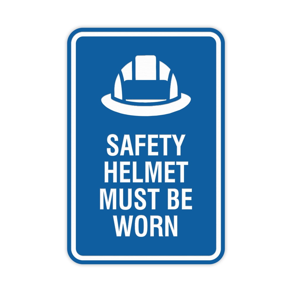 Signs ByLITA Portrait Round Safety helmet must be worn Sign (Blue) Small