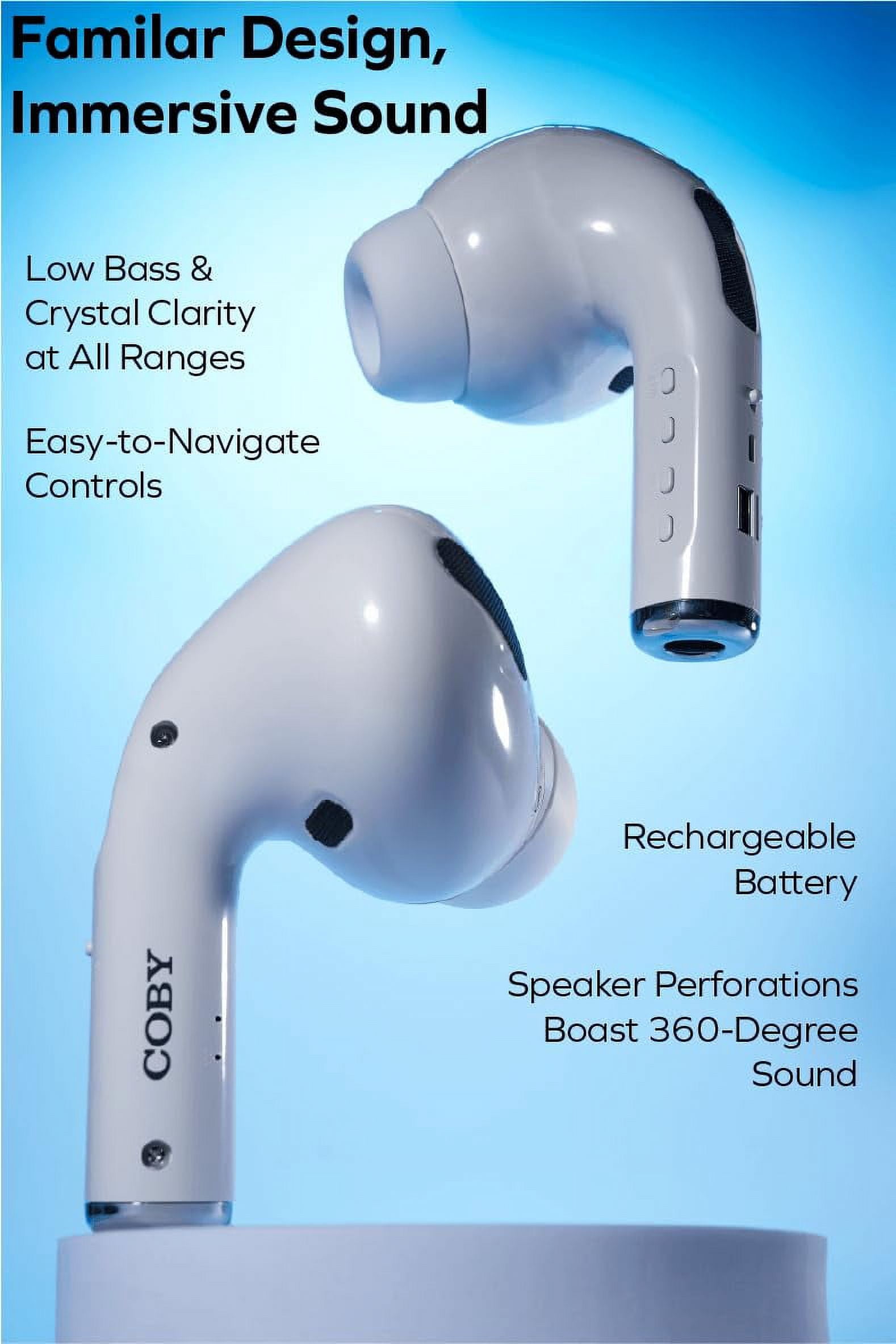 Coby Waterproof Built-in FM Radio Wireless Bluetooth Portable Speaker, White, CETW416