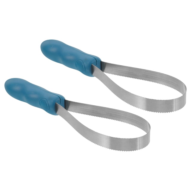 Minkissy Lame de Cheval en Acier Inoxydable avec Poignée Bleue pour une Perte de Poils Efficace