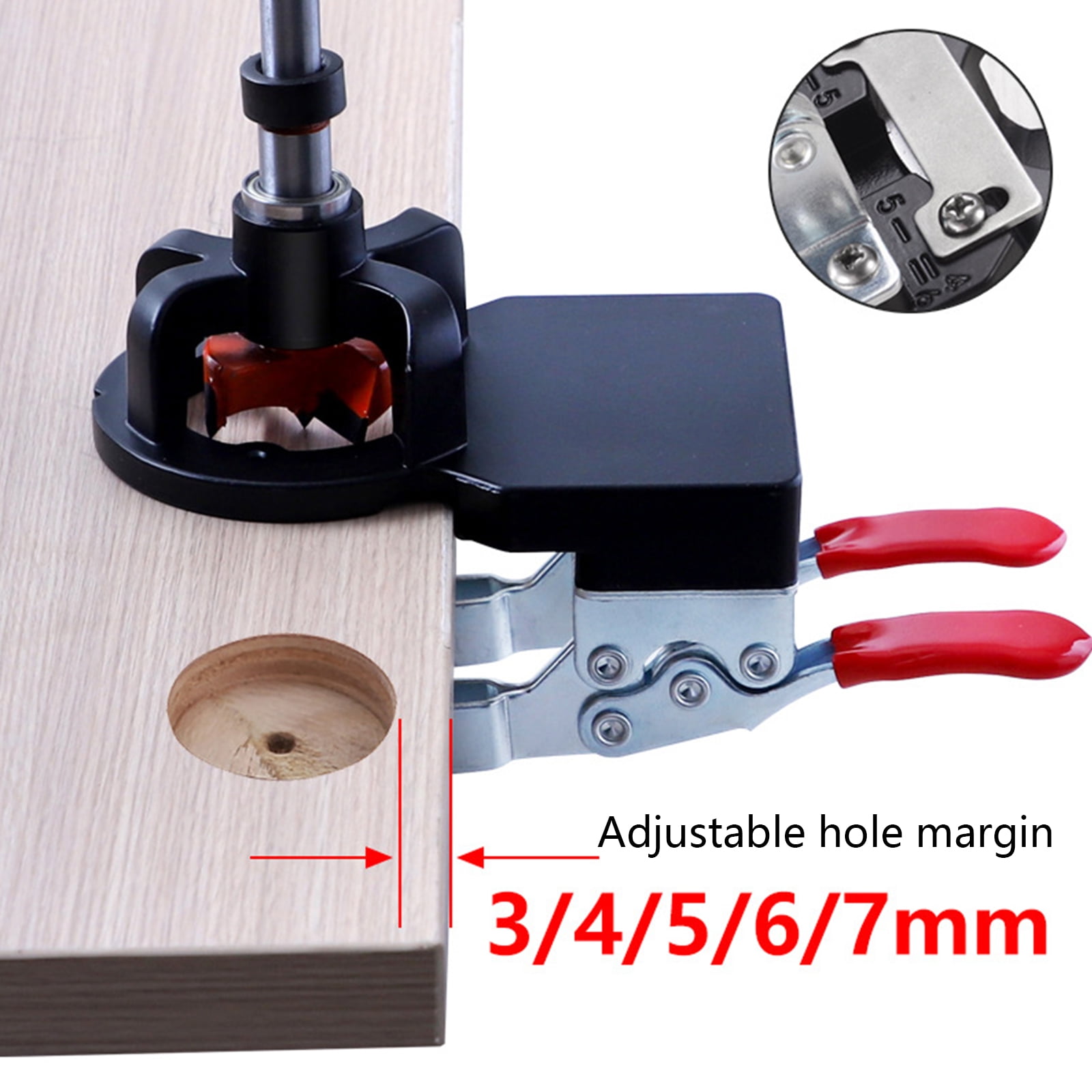 Compact Hinge Hole Drilling Guide 35mm Hinge Jig Concealed Woodworking Hole Puncher for Kitchen Cabinet Doors Hinges