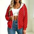 thumbnail image 4 of Lutiedan Womens Oversized Zip Up Polka Dot Hoodies Long Sleeve Hooded Sweatshirts Casual Fleece Lined Sweatshirts S-XXL, 4 of 8