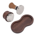 thumbnail image 4 of Coffee Tamper, Comfortable Handle Coffee Powder Tamping Set Walnut Stainless Steel Reusable Glossy Compact  For Cafe 51mm/2in, 4 of 8