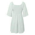 thumbnail image 4 of Siilsaa Womens Dresses 2024 Spring Summer Deep V Neck Elegant Bow tie Mini Dress Mint Green,M, 4 of 5