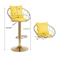 thumbnail image 3 of Velvet Bar Chair Set of 2, Pure Gold Plated Dining Room Chairs with Golden Metal Leg, 360 Degree Rotation Adjustable Height Kitchen Chairs, Suitable for Dinning Room and Bar, Yellow, 3 of 7