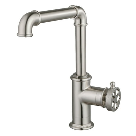 Kingston LS6208RKZ Wendell Single-Handle Kitchen Faucet with Knurled Handle, Brushed Nickel