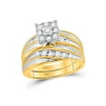 thumbnail image 2 of 14kt Yellow Gold His Hers Round Diamond Cluster Matching Wedding Set 5/8 Cttw, 2 of 3