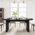 thumbnail image 2 of Yiwa 70.8" Farmhouse Oval Dining Table, Large Rustic Oak Kitchen Table with Sturdy Solid Wood Base for 6–8 People, 2 of 7
