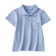 thumbnail image 2 of School Uniforms for Boys Short Sleeve Pique Polo Shirts,Sky Blue 130, 2 of 7