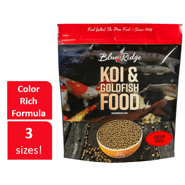 Blue Ridge Color Rich Formula Koi & Goldfish Fish Food Pellets, 5 lb