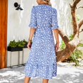 thumbnail image 5 of Women Summer Dress Half-sleeve Splits Dress V-neck Fairy Dress Floral Design For 2022 NewGreenS, 5 of 5