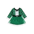 thumbnail image 1 of Navidad NiñOs NiñAs NiñOs Vestido A Cuadros Felpa Patchwork Malla Tul Cuello Redondo Vestido De Manga Larga XBTCLXEBCO Verde;3-4 Años, 1 of 6