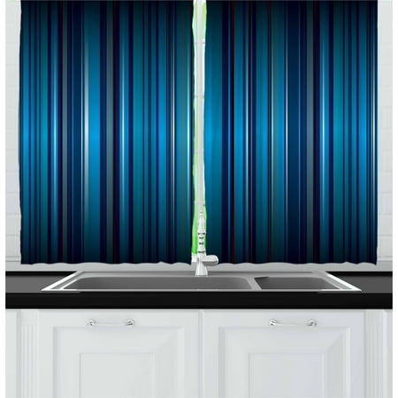 Dark Teal Curtain Panels Harbour Stripe Curtains 2 Panels Set, Vibrant Nvay Blue Background with Thin Vertical Lines Modern Design, Window Drapes for Living Room Bedroom, 55W X 39L Inches, Navy Blue Teal, by Ambesonne ()