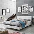thumbnail image 3 of Modern Contemporary Urban Design Bedroom Queen Size Platform Bed Frame, White, Faux Leather Wood, 3 of 5