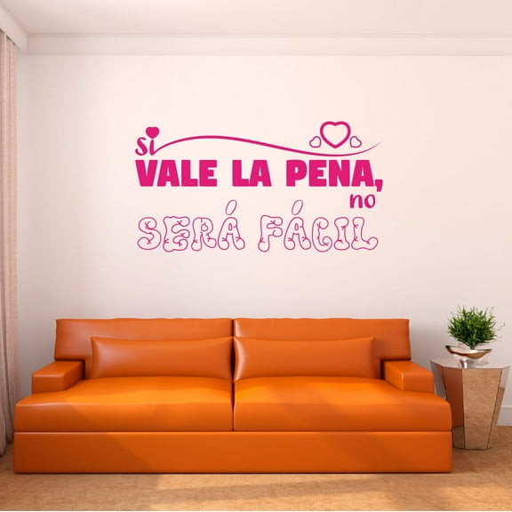 Spanish Wall Decals for Boys Bedroom - Si vale la pena, no sera fácil Inspirational Quote in Spanish Typography Home Wall Sticker - Size: 30 In x 15 In