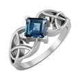 thumbnail image 2 of Mooneye 5mm Square Shape London Blue Topaz 925 Sterling Silver Celtic Women Mother's Day Gift Ring, 2 of 7
