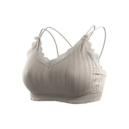

Holiday Savings 2022! Feltree Womens 18 Hour Original Comfort Strap Wirefree Bra V-neck Wrapped Chest Sexy Lace Sling Cross Beauty Back Threaded Sports Vest