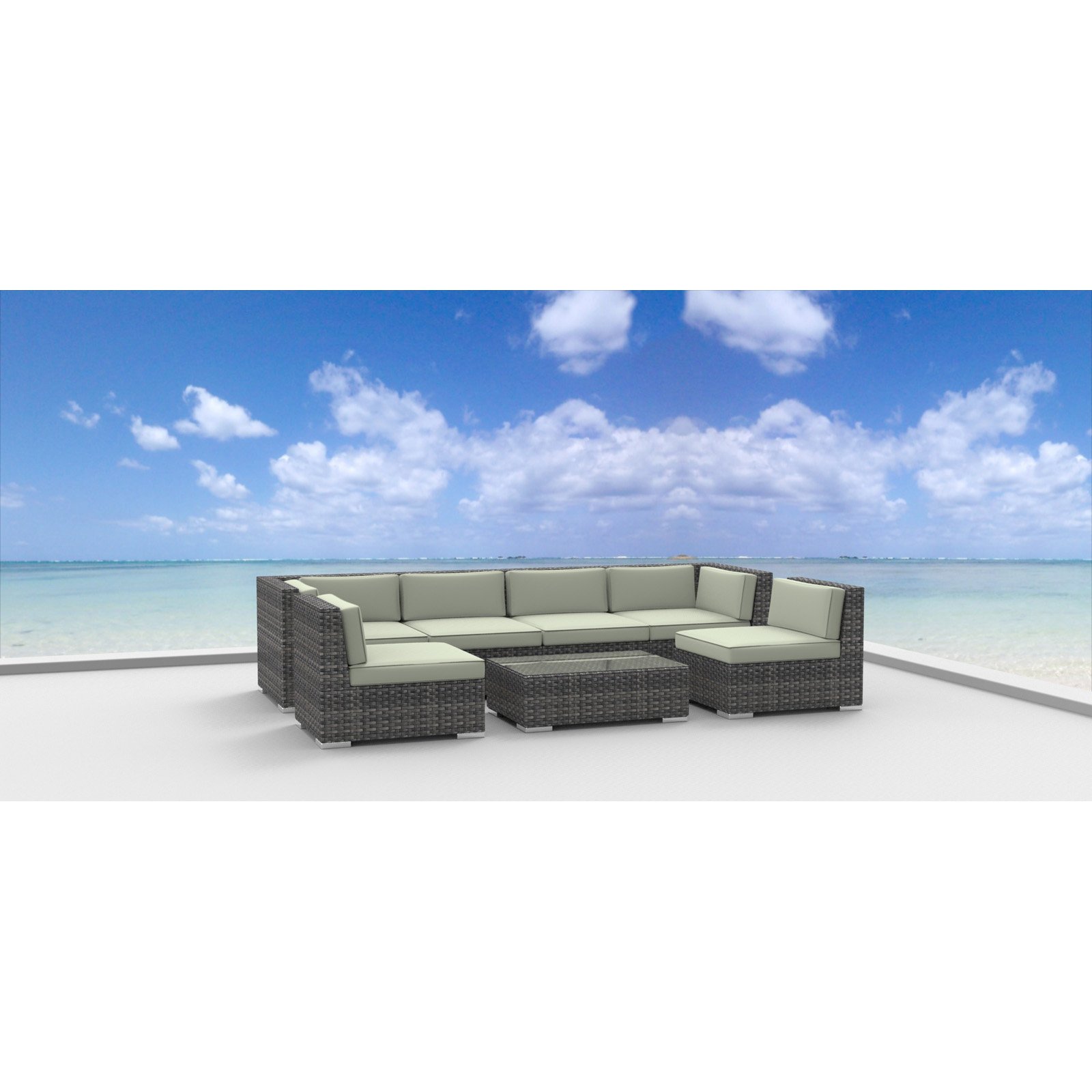 Urban Furnishing Oahu 7 Piece Outdoor Wicker Patio Furniture Set Walmart Com Walmart Com