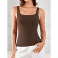 thumbnail image 4 of Sociala Womens Square Neck Tank Top with Built-in Bra Ribbed Seamless Camisole Slim Fitted Camis Shirts, 4 of 7