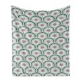 thumbnail image 1 of Oriental Soft Flannel Fleece Blanket, Repetitive Symmetric Pattern with Ottoman Style Mandala in Soft Colors, Cozy Plush for Indoor and Outdoor Use, 60" x 80", Sea Green and Hot Pink, by Ambesonne, 1 of 5
