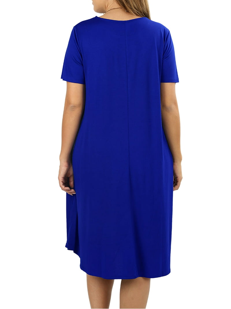 black cocktail dress for wedding Silky Knit Trapeze Dress in Indigo – shoprodeodrive main image 1