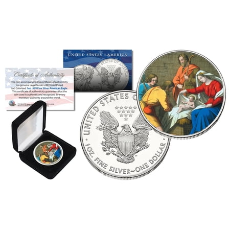 JESUS CHRIST BIRTH 1 oz. PURE SILVER AMERICAN LIBERTY EAGLE with Display Box