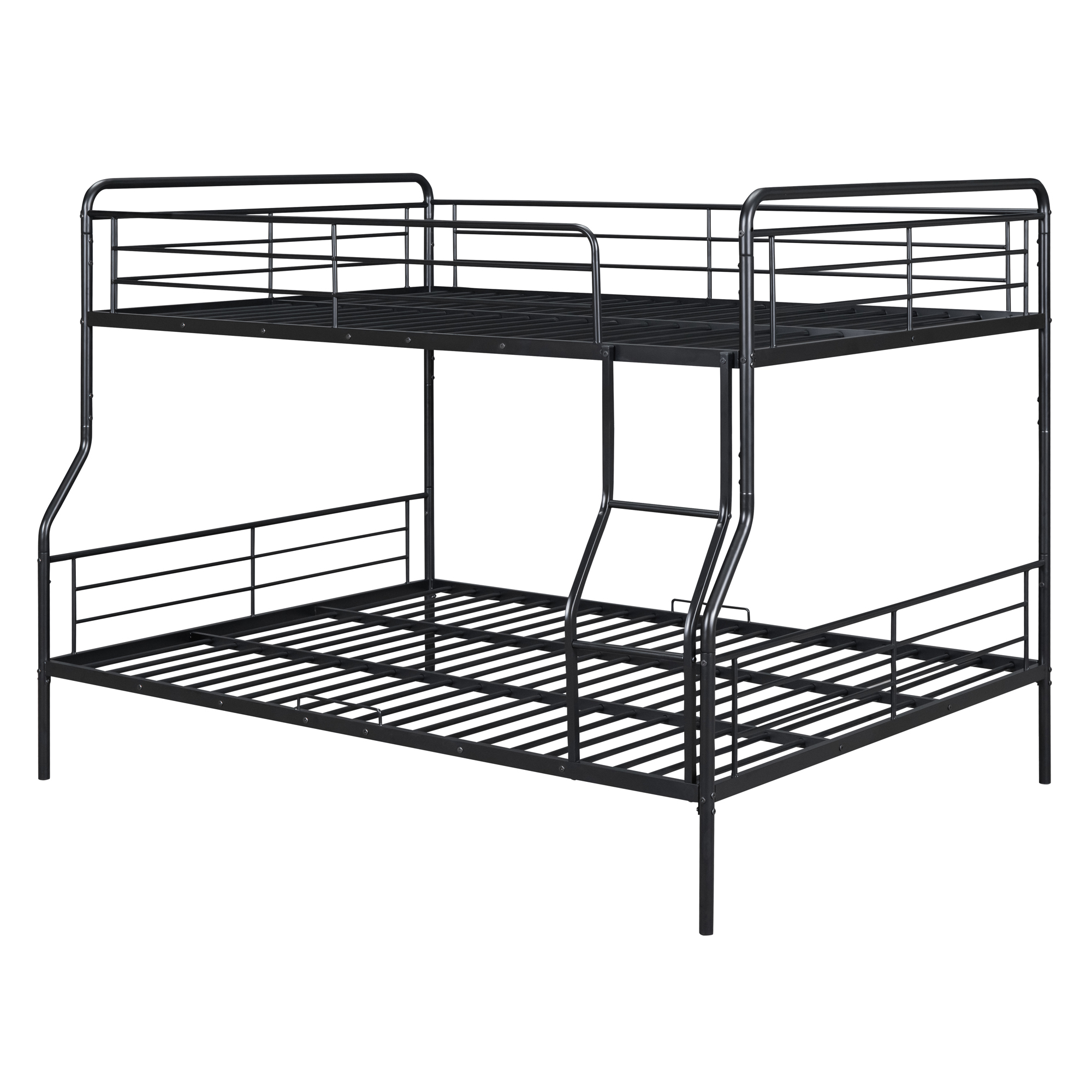 Full XL Over Queen Bunk Bed,Heavy Duty Metal Bed Frame Sturdy Guard Rail for Kids/Adults,Can be Divided Into Two Beds,Black