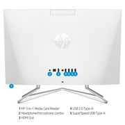 HP 22 All-in-One PC, Intel Pentium Silver J5040, 4GB RAM, 128GB SSD, Snow White, Windows 11 Home in S mode, 22-dd0123w