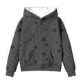 thumbnail image 3 of Oversized Sweatshirt for Girls Size 10/12 Star Print Long Sleeve Hoodies with Pocket Kids Going Out Tops 4-13Y, Dark Gray, 7 Years, 3 of 4