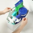 thumbnail image 6 of ViYW Storage Bins with Handles, Bathroom Kitchen Organizer Bin, Plastic Vanity Storage Bins for Hand Soap, Body Washes, Towels, Shampoos, Lotions, Bath Balls, 11.02x7.87x4.53 inch, 6 of 6
