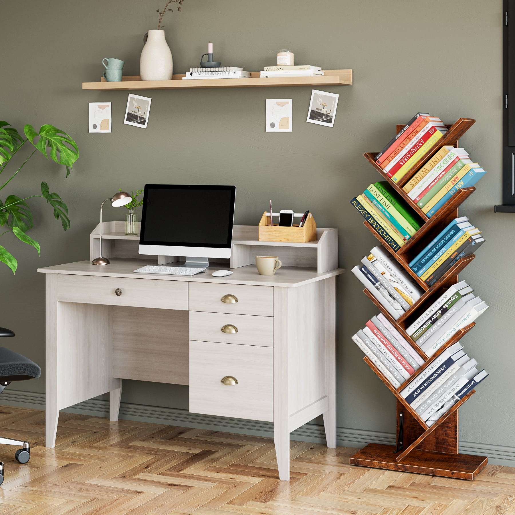 Homfa 47 in Computer Desk Home Office Writing Table with 4