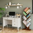 thumbnail image 3 of Homfa 47 in Computer Desk, Home Office Writing Table with 4 Drawers and Hutch Shelf, Oak White, 3 of 7