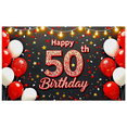 thumbnail image 2 of Happy 50th Birthday Backdrop Banner with Balloons Star Decors Party Supplies Birthday Decoration Photography Props Birthday Party Background, 2 of 7