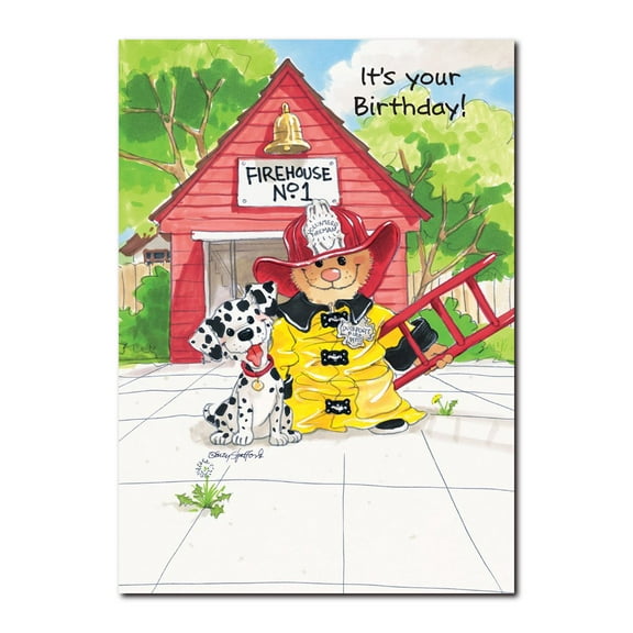 Fireman Ollie Marmot Birthday Greeting Card