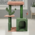 thumbnail image 6 of AIWIKIDE 31.50" Cactus Cat Tree for Indoor Cats with Cat Condo and Scratching Post,Cute Cat Tower with Self-Grooming Brush and Toy Balls,Green, 6 of 7
