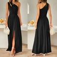 thumbnail image 5 of Aellinatey Women Sleeveless One Shoulder High Waist Solid Color Long Dress Evening Gown, 5 of 15